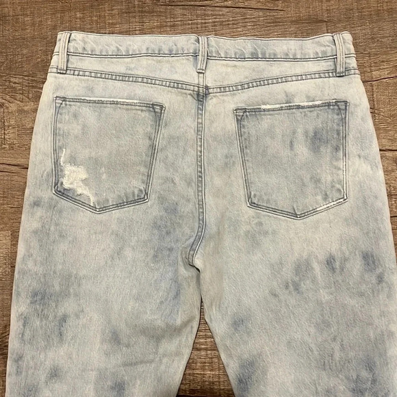 Frame - Denim Le High Straight Raw Hem Cloud Tie Dye Jeans - Size 31 - Picture 7 of 9